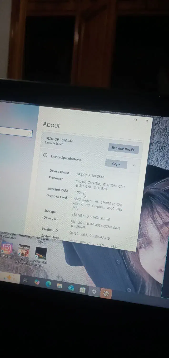 فروش لب تاپ دل 256رام8و2گیگ گرافیک خارجی|رایانه همراه|ایلام, |دیوار