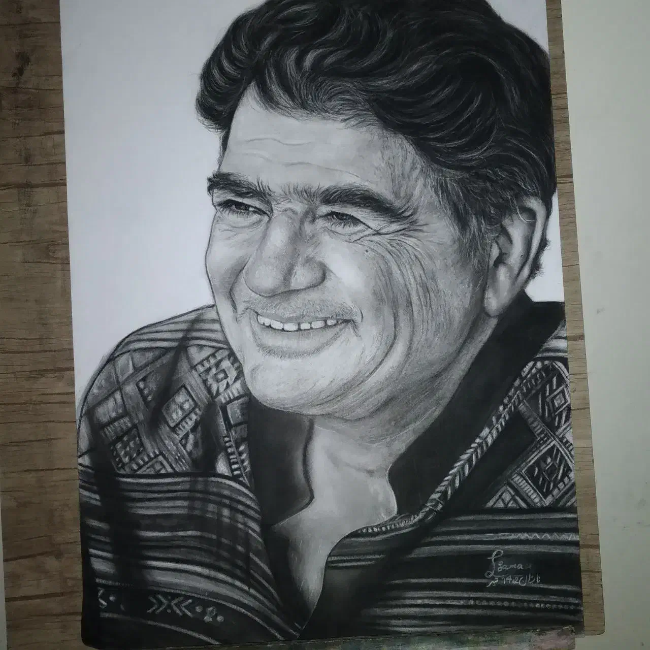 نقاشی سیاه قلم چهره|تابلو، نقاشی، عکس|یزد, |دیوار