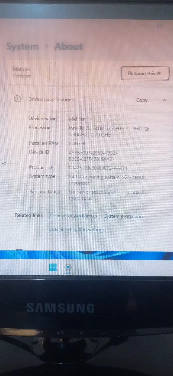 مینی کیس دل آی 7 مانیتور سامسونگ|رایانه رومیزی|پاکدشت, پاکدشت (مامازند)|دیوار