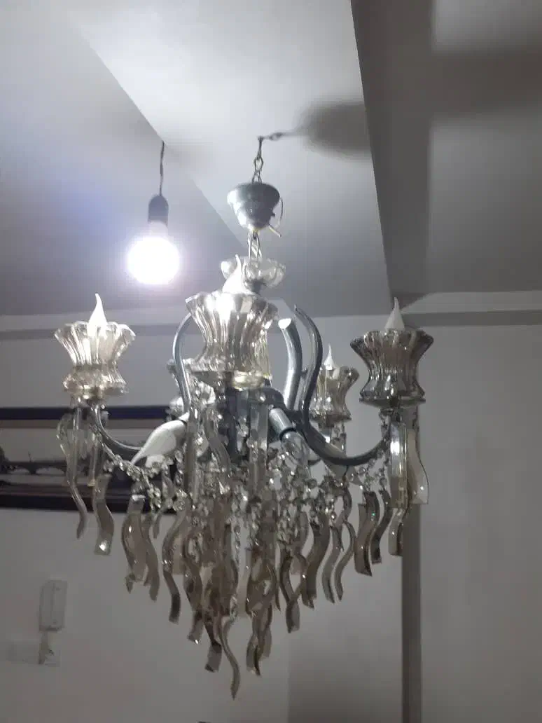 لوستر پنج شاخه سالم در حد نو دوعدد|لوستر و چراغ آویز|رشت, پیرکلاچای|دیوار