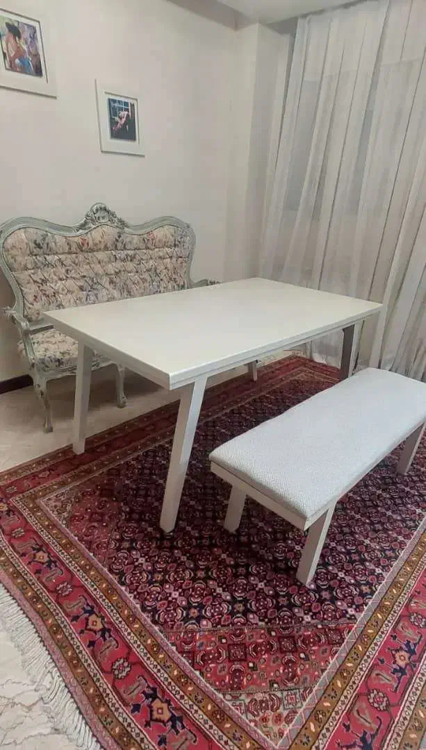 میز نهارخوری صدفی چوبی همراه نیمکت‌ - بدون صندلی|میز و صندلی غذاخوری|تهران, تهرانسر شمالی|دیوار