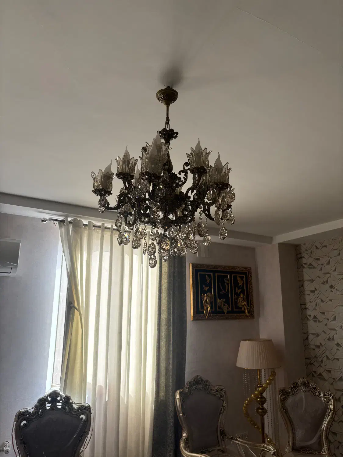 لوستر۱۲شاخه برنز|لوستر و چراغ آویز|کهریزک, |دیوار