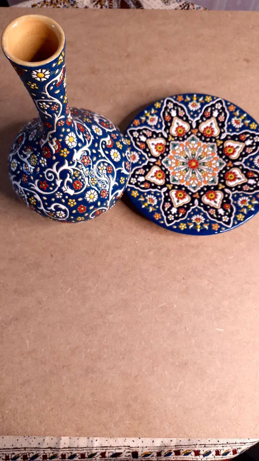 ست گلدان و بشقاب میناکاری|صنایع دستی و سایر لوازم تزئینی|تهران, جی|دیوار
