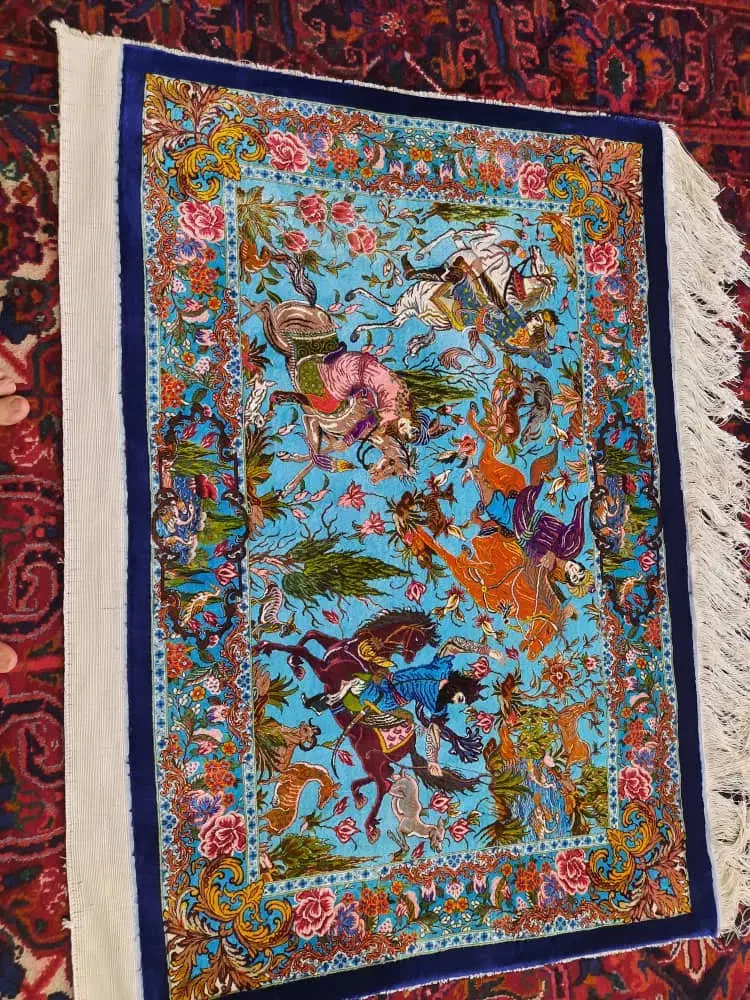 فرش تمام ابریشم زرچرک|فرش|مراغه, |دیوار