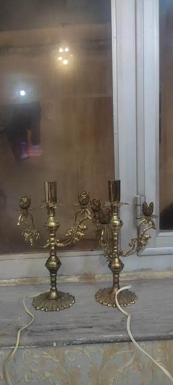 جا شمعی و چراغ شب برنز|چراغ خواب و آباژور|تبریز, |دیوار