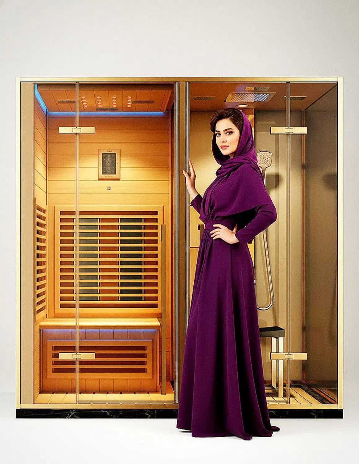 کابین دوقولوی سونا بخار و خشک نصب در قم دوش جکوزی|لوازم حمام|قم, باجک یک|دیوار