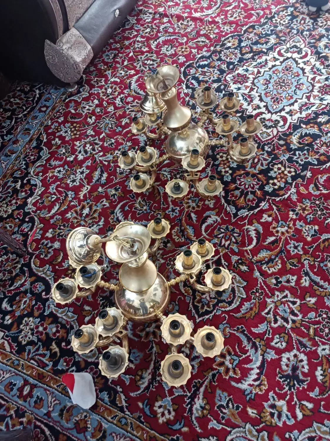 لوستراب طلاکاری شده 15شعله|لوستر و چراغ آویز|شاندیز, |دیوار