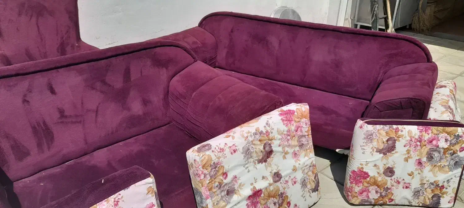 مبل ۷ نفره سالم سالم بدون پارگی وچراغ گاز|مبلمان خانگی و میز عسلی|شاهین دژ, |دیوار