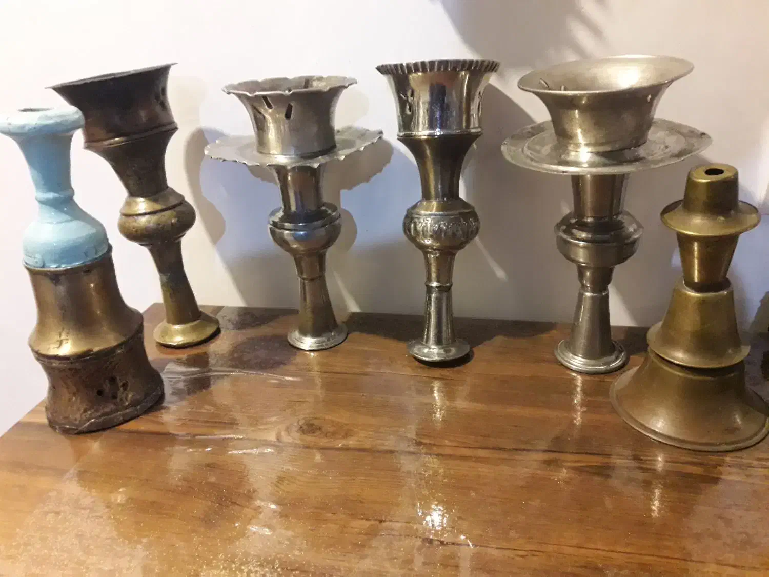 ۶ ععدد سر قلیون ورشو  برنز همش قدیمی و کلکسیونی|کلکسیون اشیاء عتیقه|اهر, |دیوار