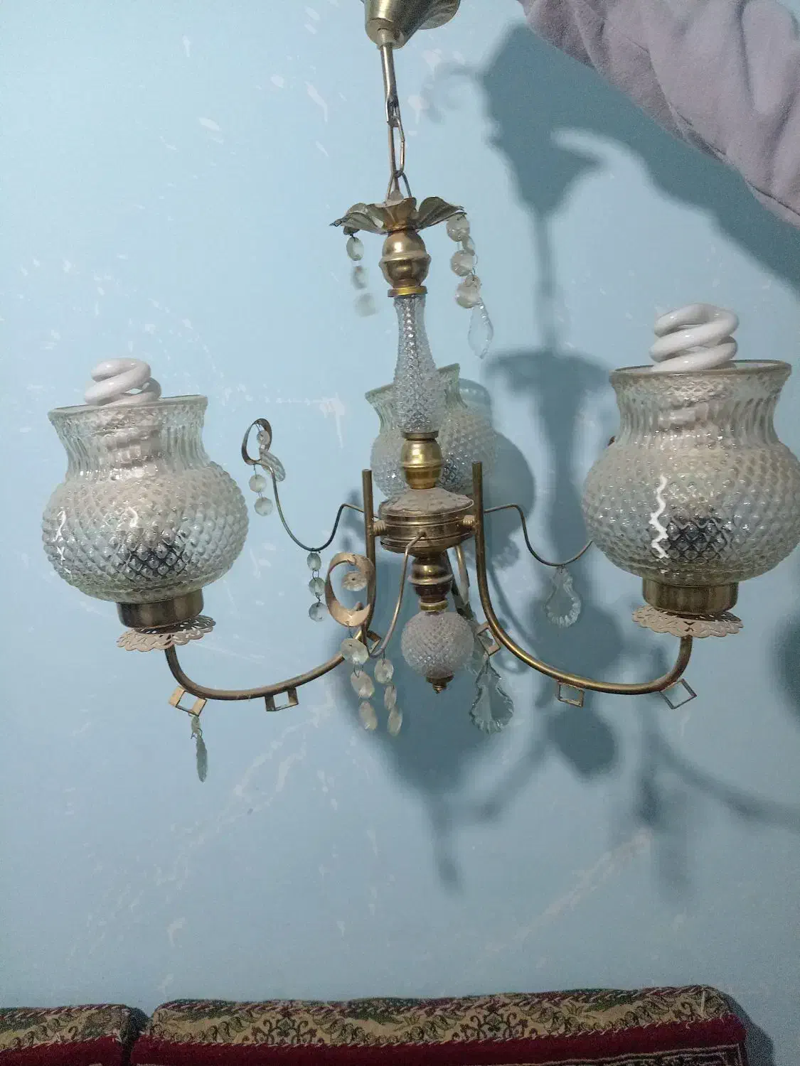 لوستر 3شاخه برنج|لوستر و چراغ آویز|سنندج, |دیوار