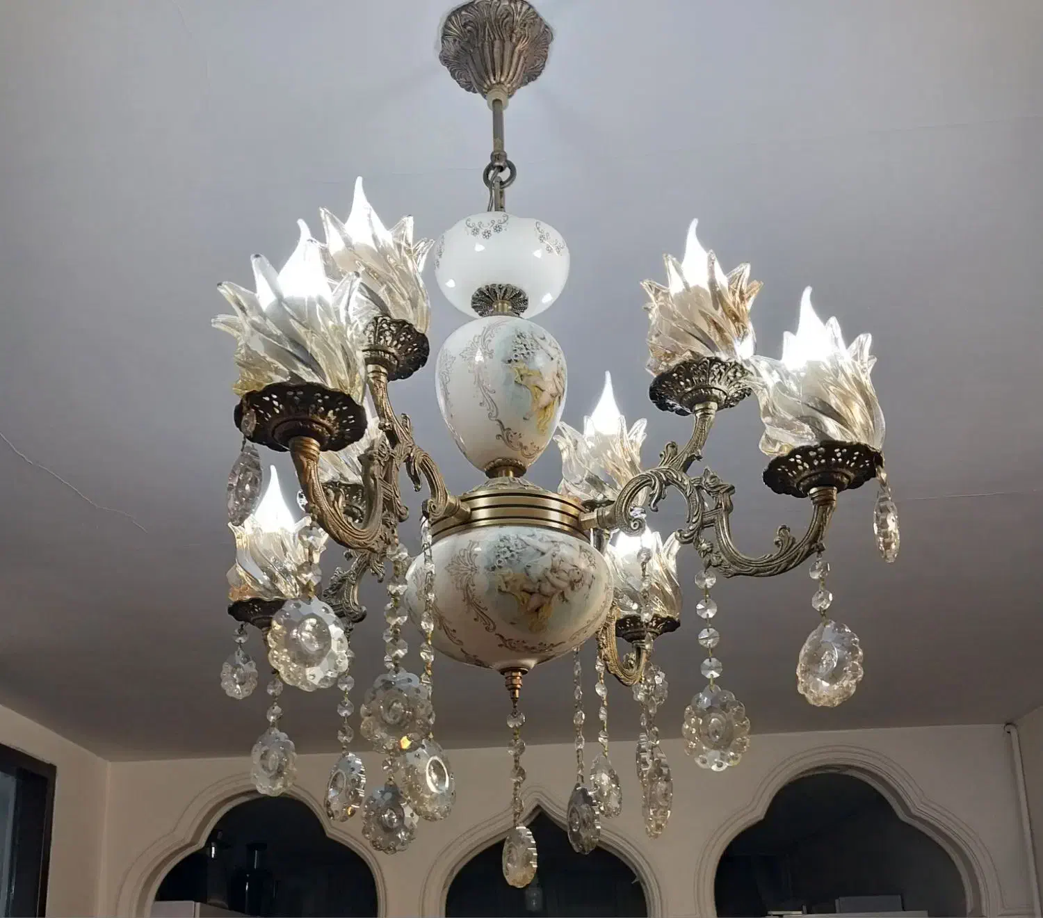 بوفه و آینه شمعدان و لوستر برنز|بوفه، ویترین، کنسول|اسلامشهر, شهرک احمدیه|دیوار