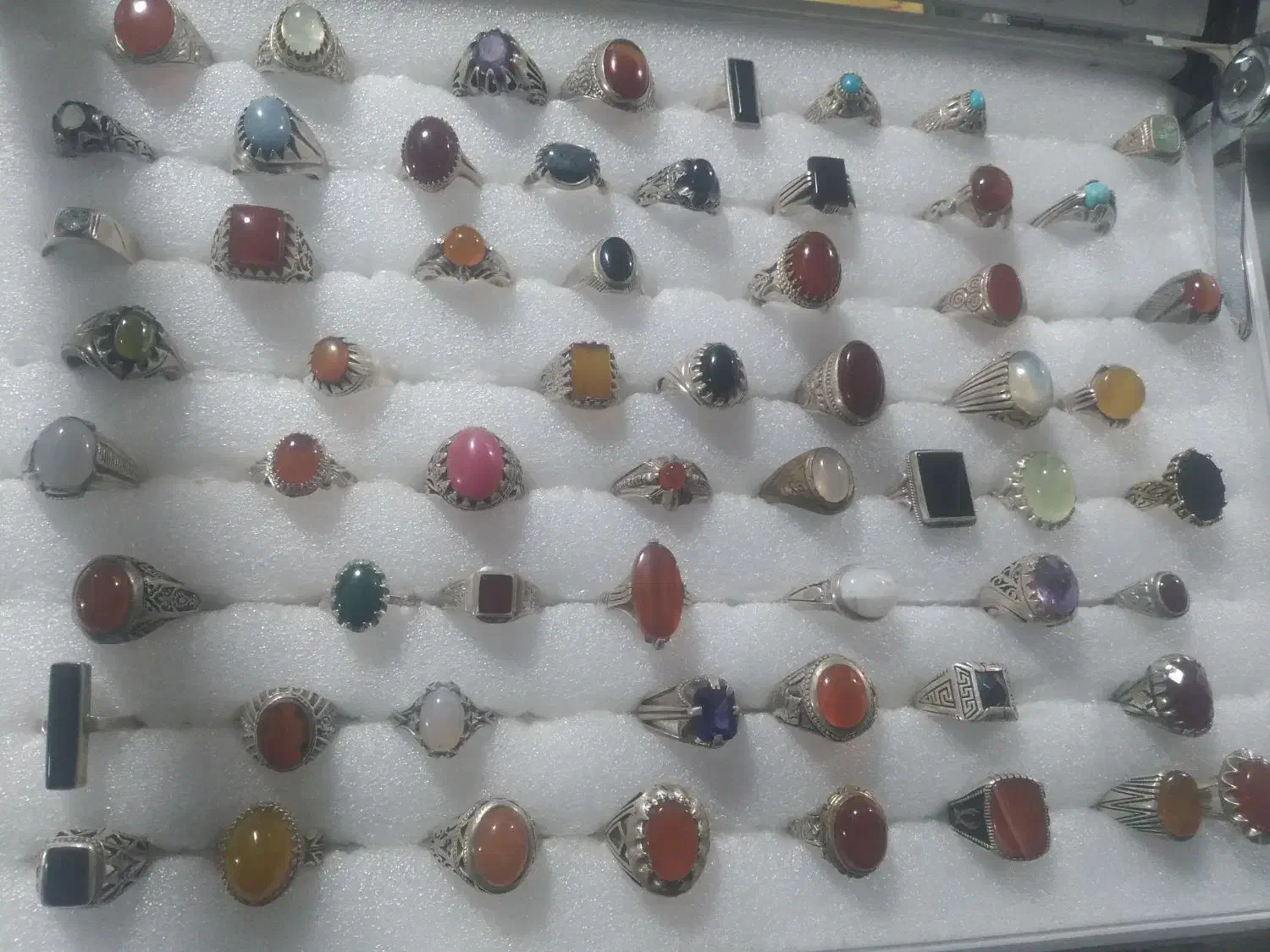 فروش انگشتر نقره با انواع نگینها|جواهرات|دامغان, |دیوار