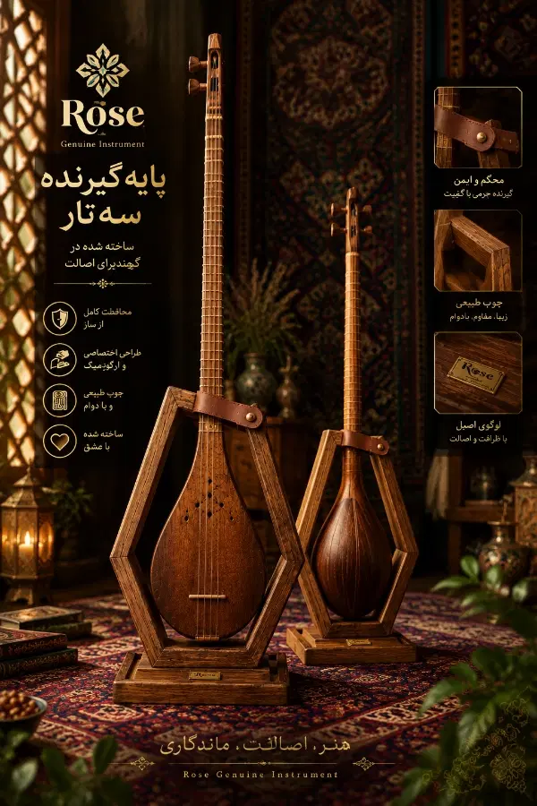 پایه نگهدارنده سه تار دست ساز|آلات موسیقی|اصفهان, باغ نگاره|دیوار