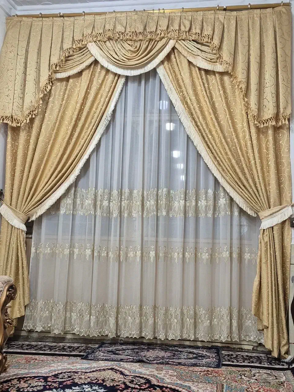 ۲عددپرده باکلیه متعلقات|پرده، رانر، رومیزی|جویم, |دیوار