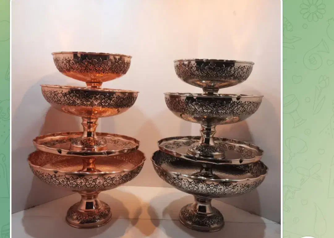 سرویس مس کروم و طلای|ظروف سرو و پذیرایی|قیدار, |دیوار