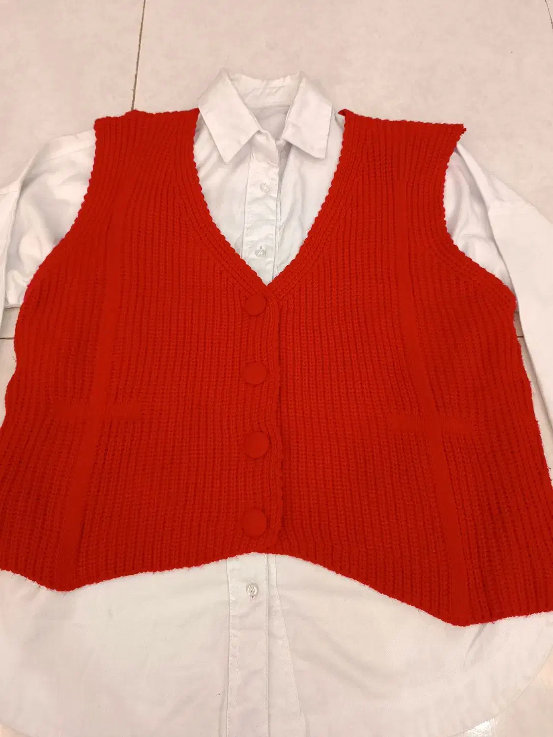 لباس دوتیکه یلدایی جلقه بافت وشومیزبا ارسال|لباس|گلستان (تهران), |دیوار