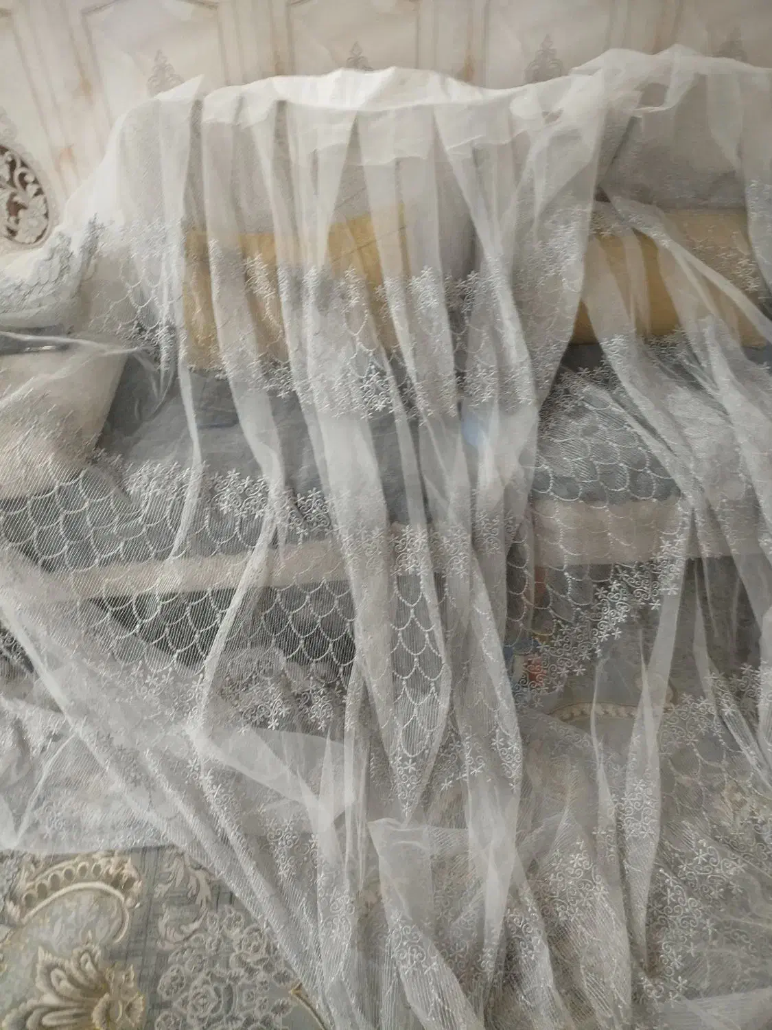 پرده تور واستند گل|پرده، رانر، رومیزی|خاش, |دیوار