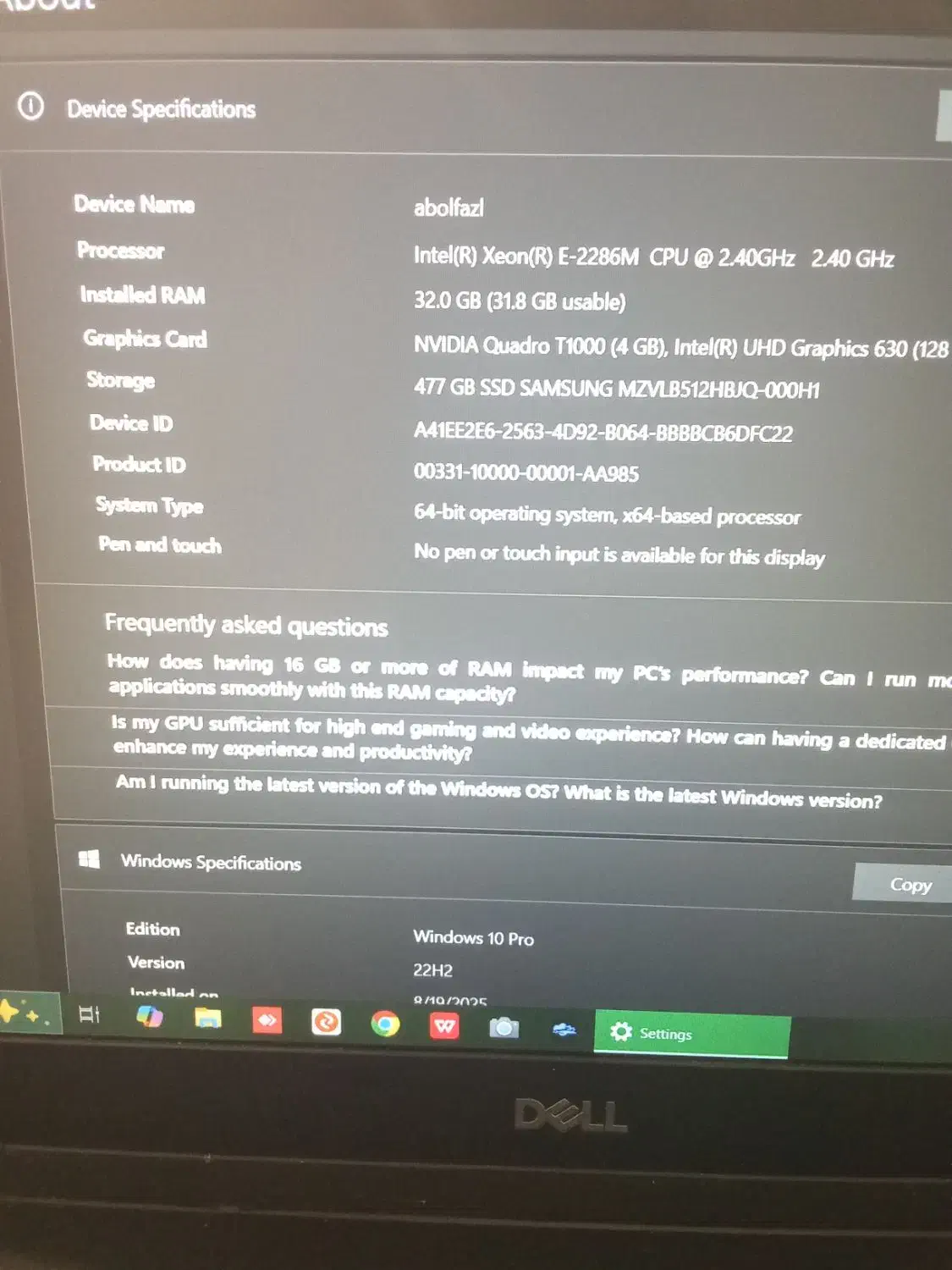DELL presicion 7540|رایانه همراه|اندیشه, اندیشه فاز ۱|دیوار