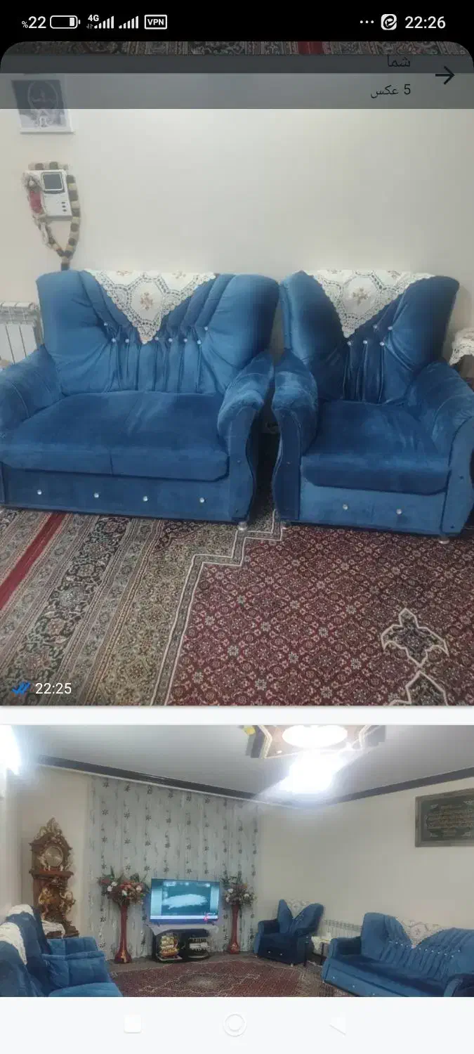 مبل هفت نفره|مبلمان خانگی و میز عسلی|شاهین‌شهر, شهرک گلدیس|دیوار