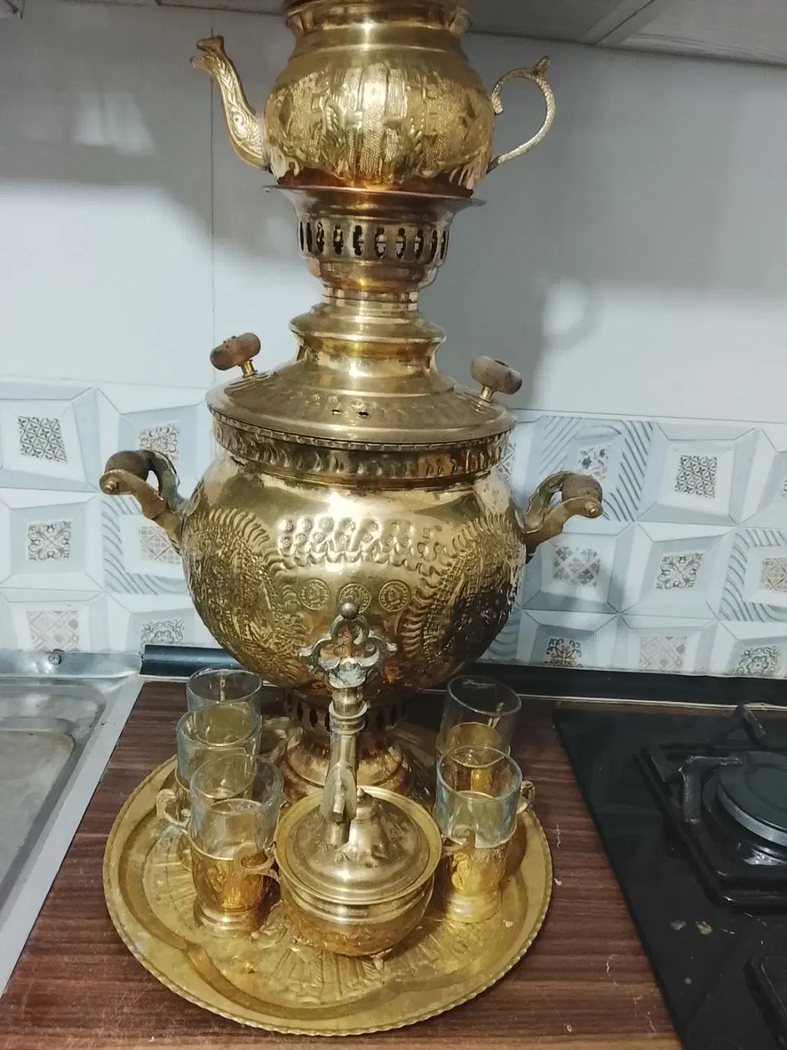 سماور برنز|سماور، چای‌ساز، قهوه‌ساز|خوی, |دیوار