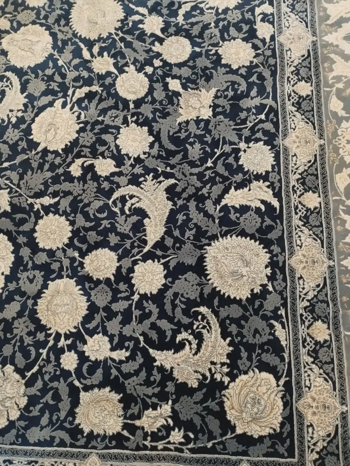 فرش نخ پنبه ابریشم ۹ متری دو عدد|فرش|وحیدیه, |دیوار