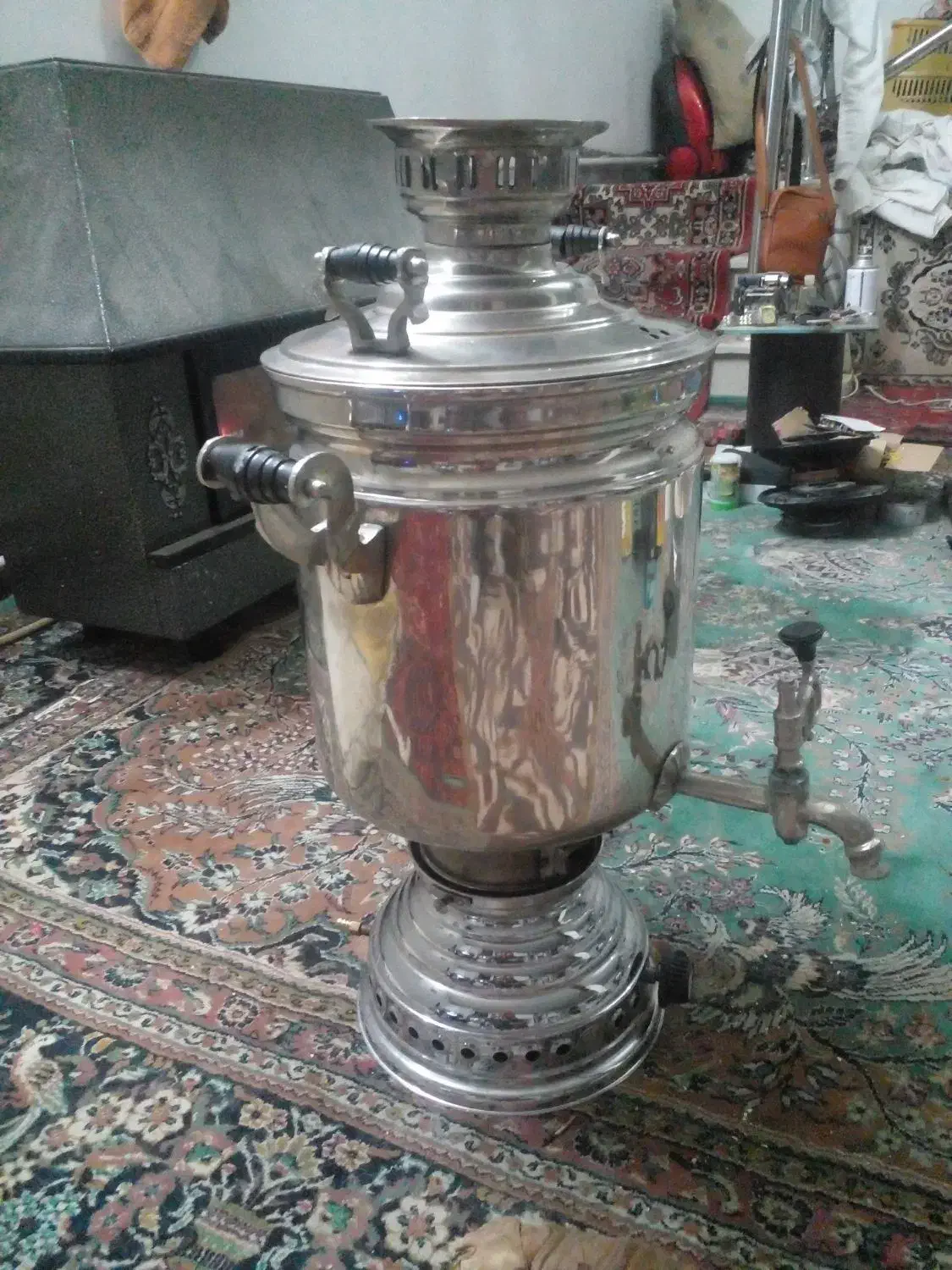 سماور قدیمی تمام برنجی گازی ۲۰لیتری|سماور، چای‌ساز، قهوه‌ساز|اهر, |دیوار