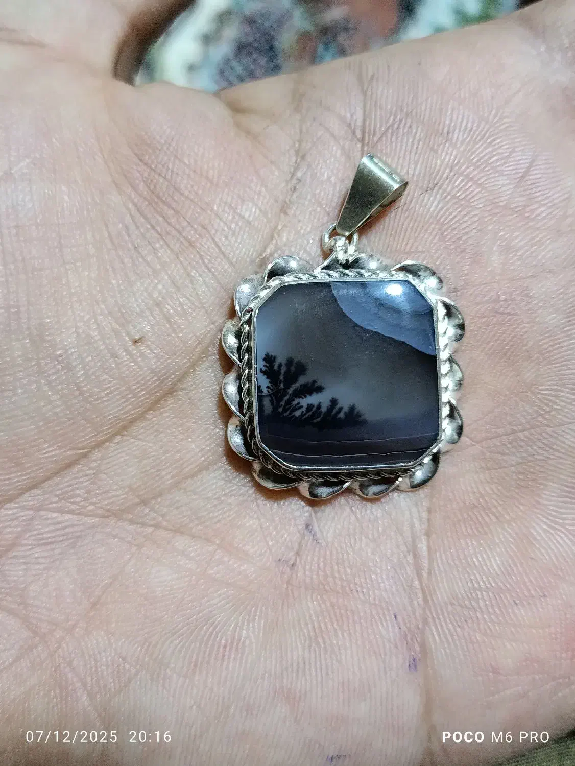 گردن آویز نقره با سنگ شجر|جواهرات|اسدآباد, |دیوار