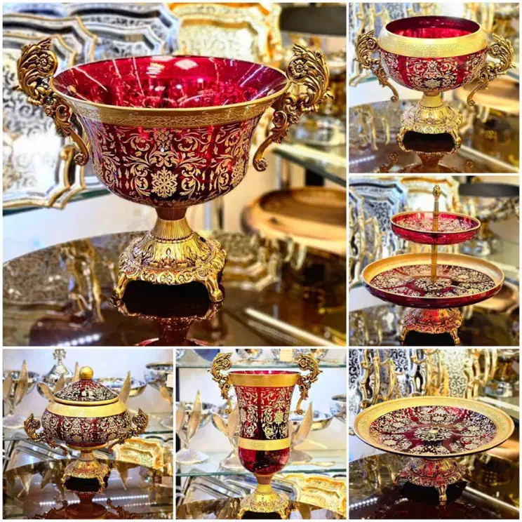 ست پذیرایی۴ تکه طلاکوب چک هم قبوله فقط فروش آنلاین|ظروف سرو و پذیرایی|تبریز, |دیوار