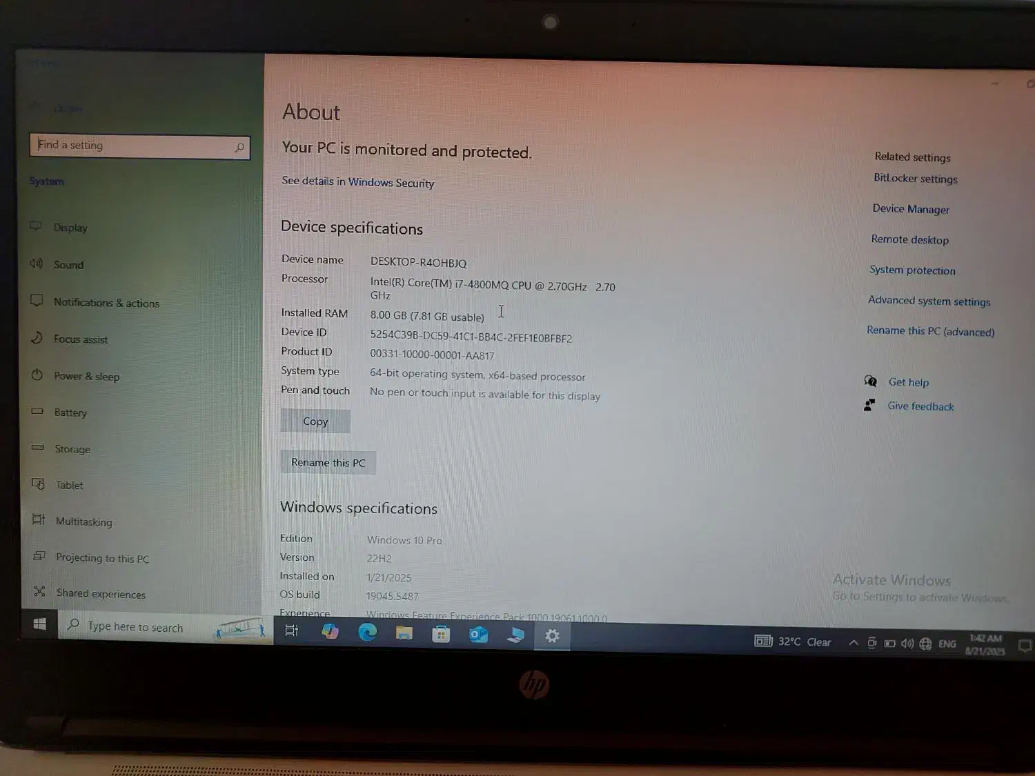 لپ تاپ اچ پی پرو بوکg1.650|رایانه همراه|میبد, |دیوار