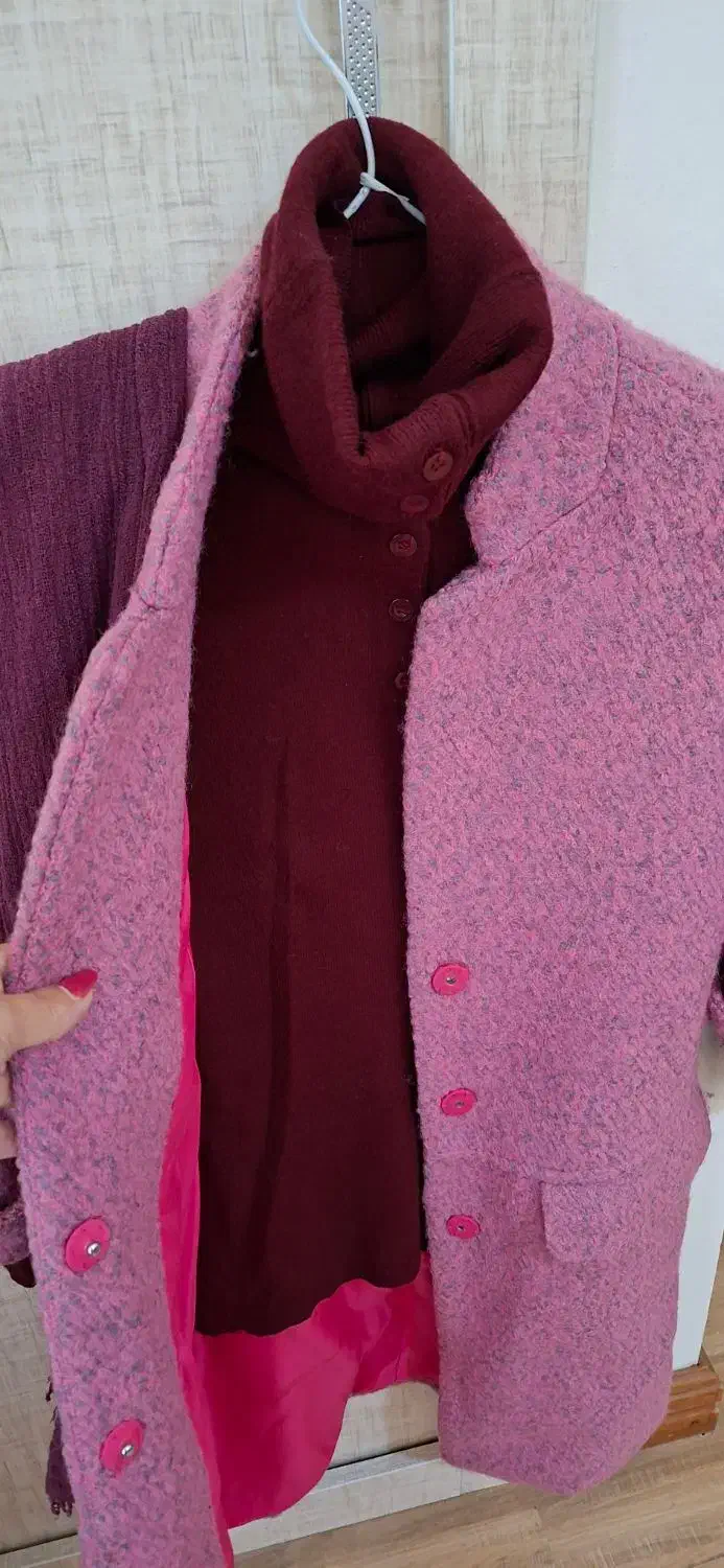 پالتو به همراه یقه اسکی بافت و شال|لباس|نوشهر, |دیوار