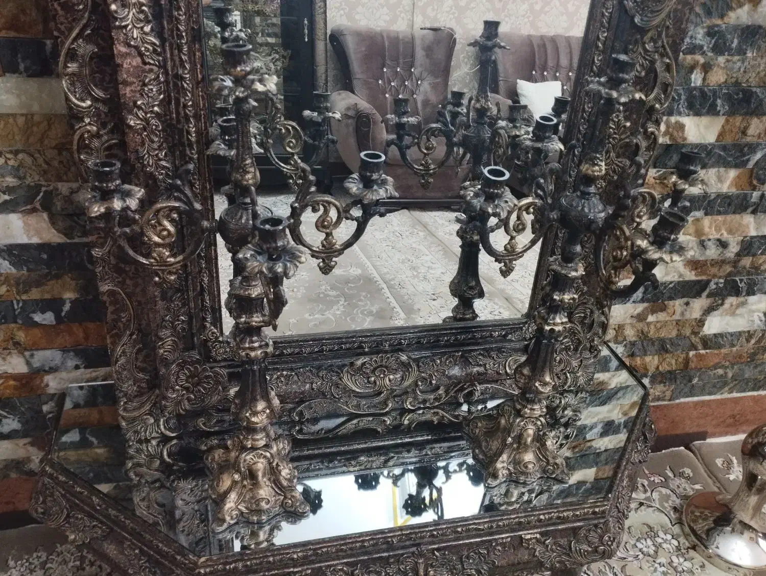 آینه و شمعدان|آینه|قزوین, |دیوار