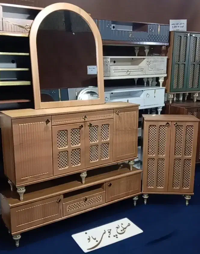 ست بلوطی رنگ کنسول میزتلویزیون جاکفشی خودرنگ|بوفه، ویترین، کنسول|قم, قلعه کامکار|دیوار