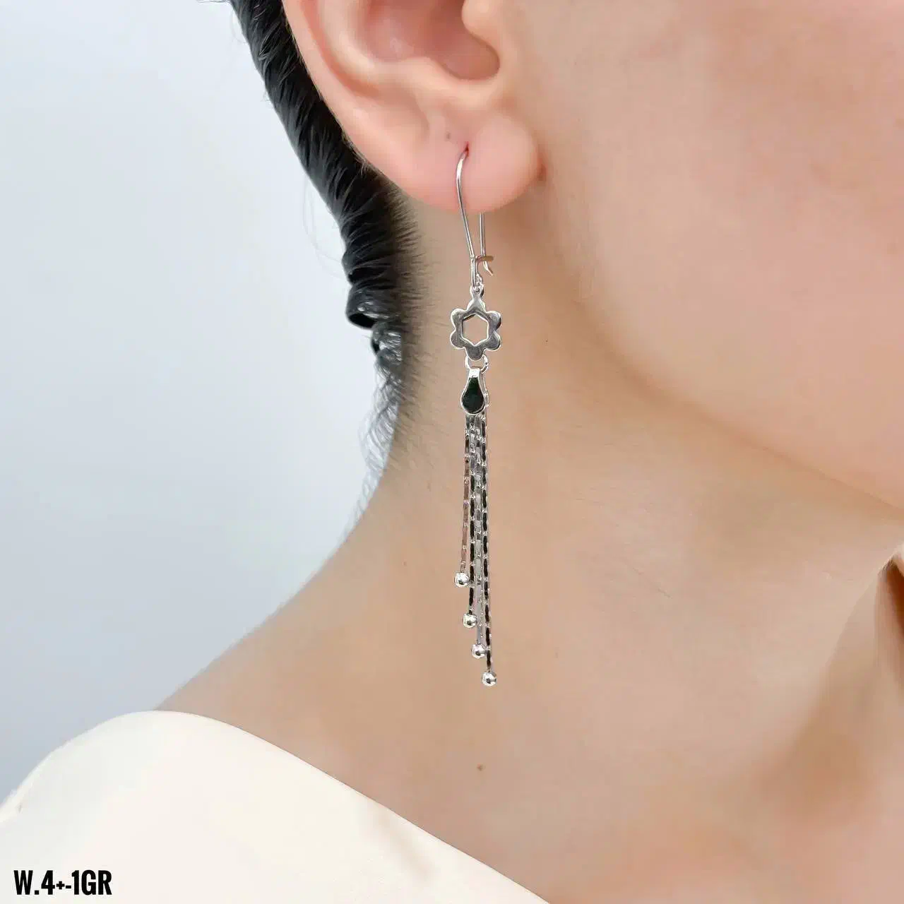 گوشواره تمام نقره مدل آویزی فلاور|بدلیجات|تبریز, |دیوار