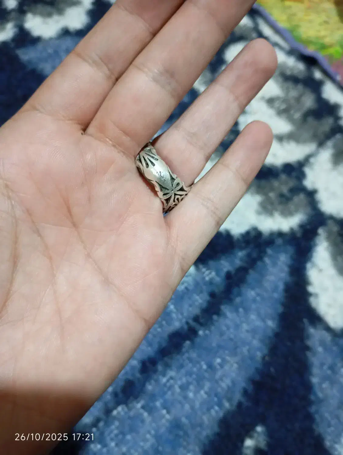 انگشتر نقره نگین عقیق کبود یمنی|جواهرات|کرمان, |دیوار