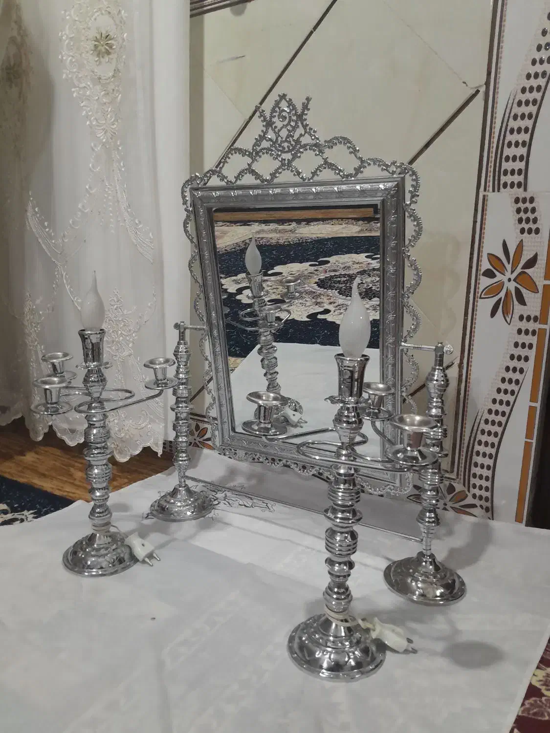 آینه شمعدان|صنایع دستی و سایر لوازم تزئینی|هشترود, |دیوار