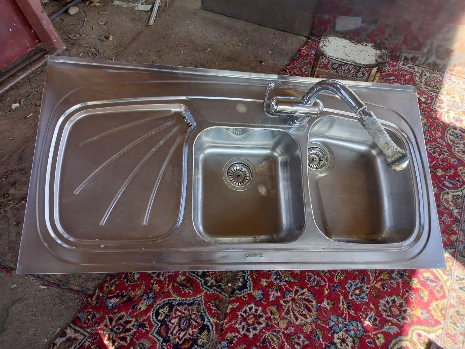 سینک دوقلوی البرز ۱۲۰ در ۶۰ باشیر تلفونی سنگین|مصالح و تجهیزات ساختمان|مشهد, نیزه|دیوار