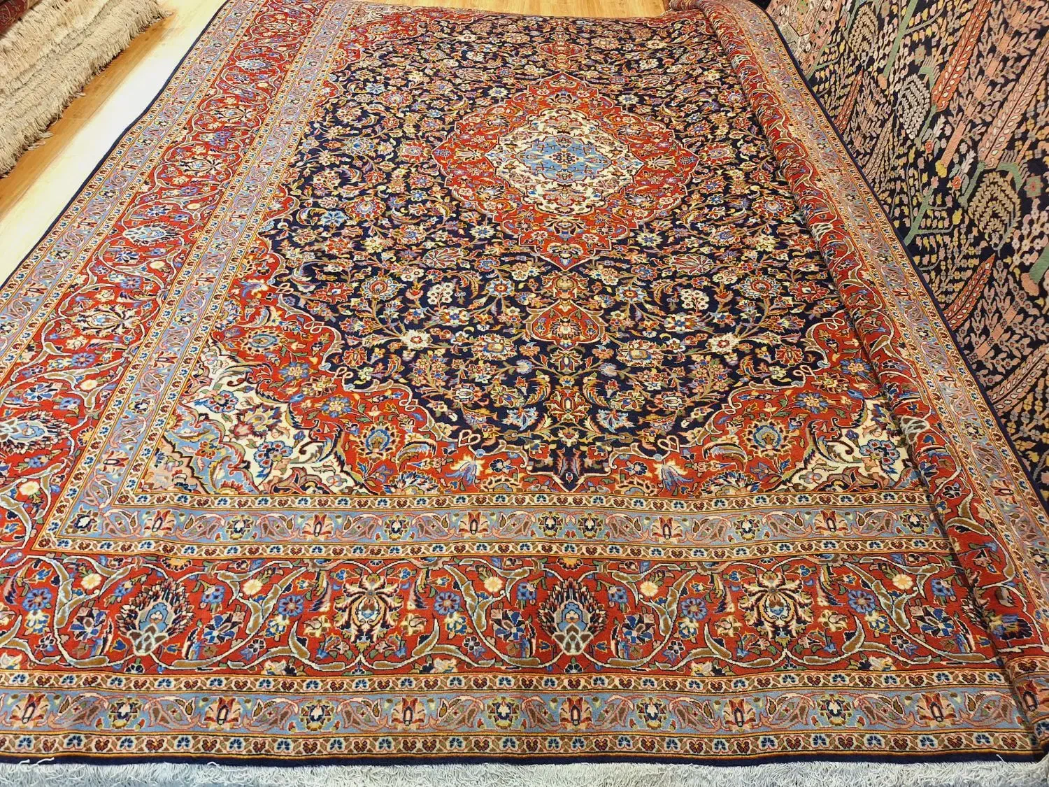قالی ۱۲ متری دستباف کرک کاشان سرمه ای|فرش|تهران, اکباتان|دیوار