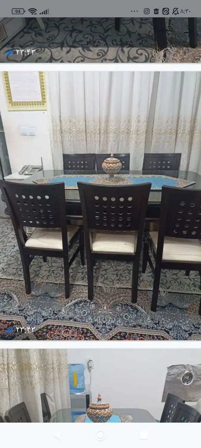 میز ناهار خوری شیش نفره|میز و صندلی غذاخوری|شیراز, کوشک میدان|دیوار