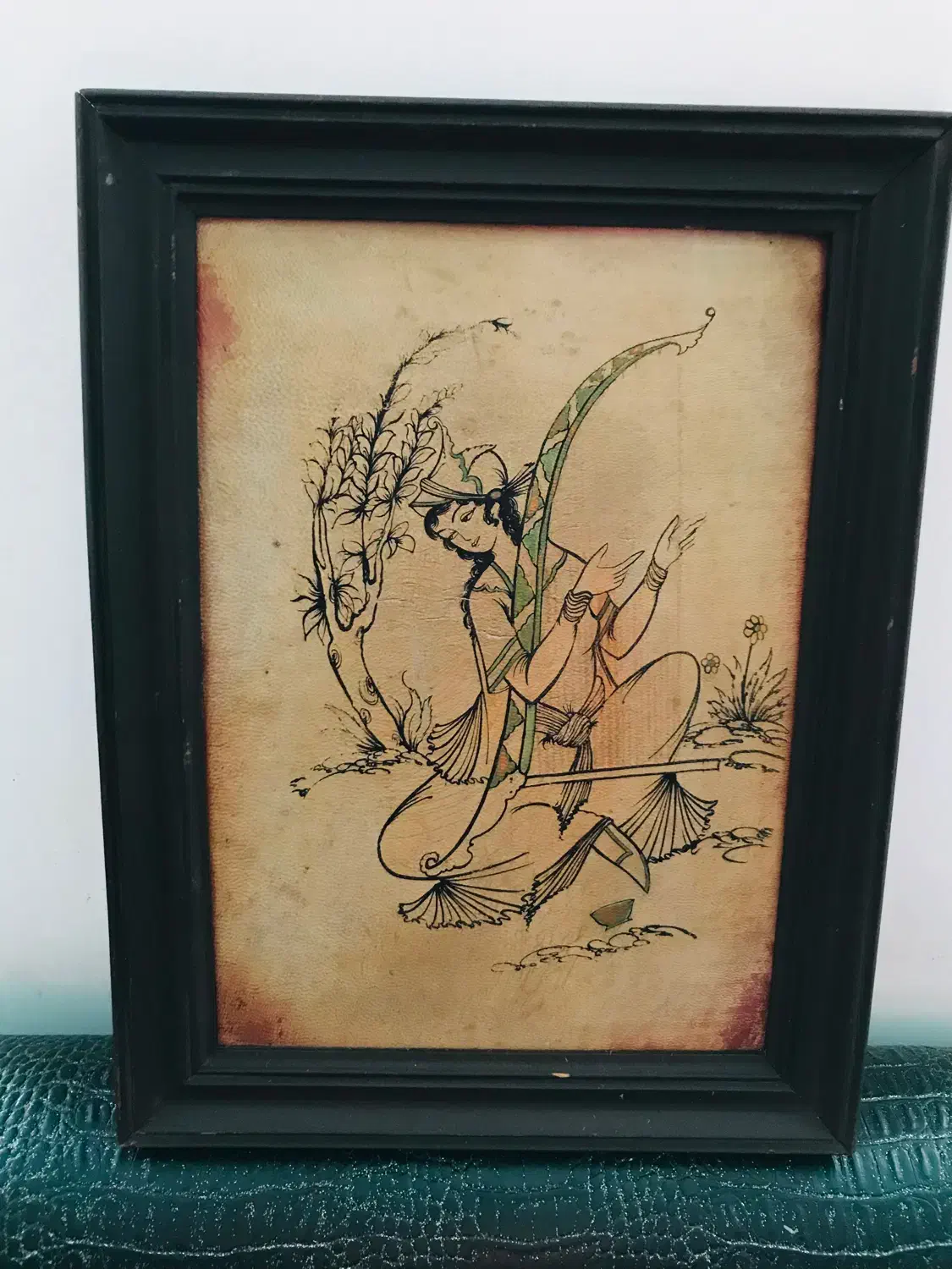 تابلو نقاشی رو چرم واقعی وطبیعی و قدیمی با زعفران|تابلو، نقاشی، عکس|لاهیجان, گلستان|دیوار