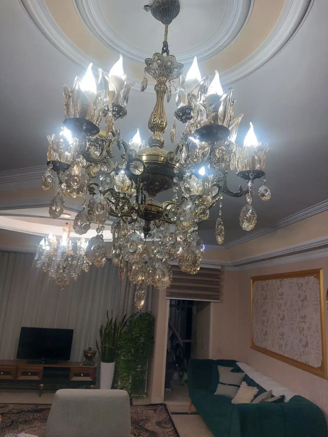 دوعدد لوستر برنجی سالم وتمیز|لوستر و چراغ آویز|شهریار, شهریار|دیوار