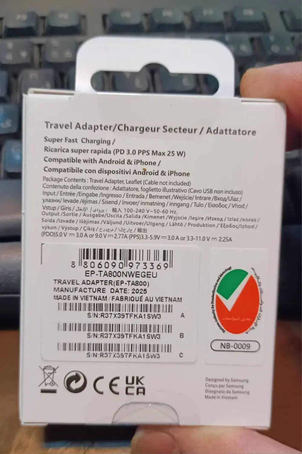 شارژر اصلی سامسونگ ۲۵ وات (EP-TA800) فست شارژ|لوازم جانبی موبایل و تبلت|مشهد, امیریه|دیوار