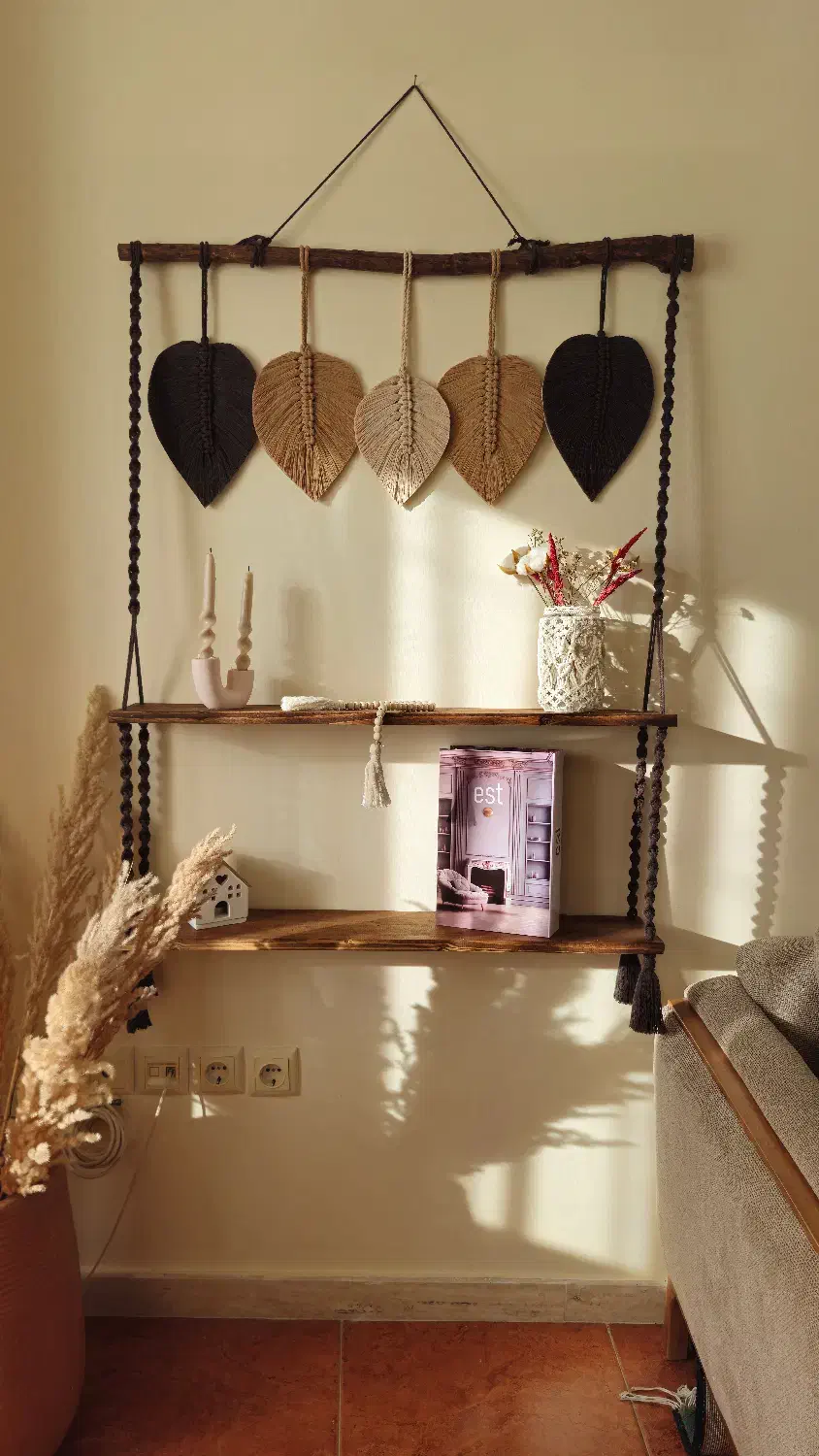 شلف مکرومه مدرن|کتابخانه، شلف، قفسه‌های دیواری|چالوس, |دیوار