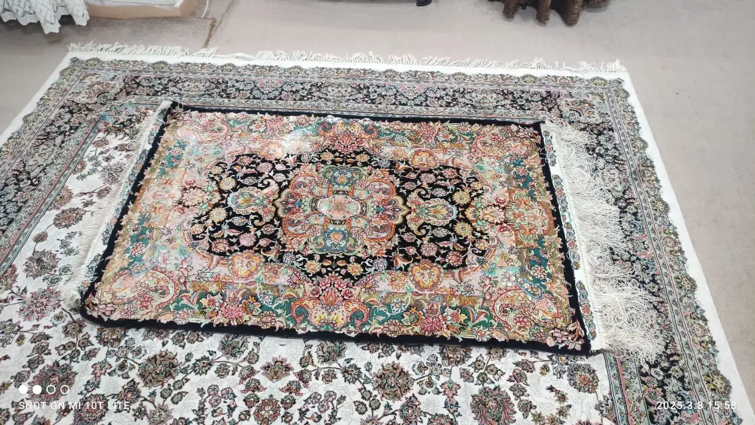 تابلو فرش دست بافت تمام ابریشم واقعی|تابلو فرش|شهریار, شهریار|دیوار