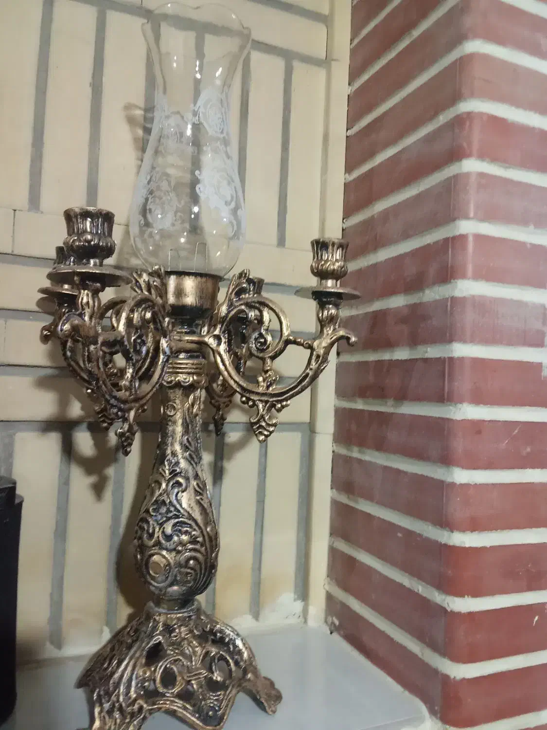 آینه و شمعدان طرح برنز|آینه|کرمانشاه, |دیوار