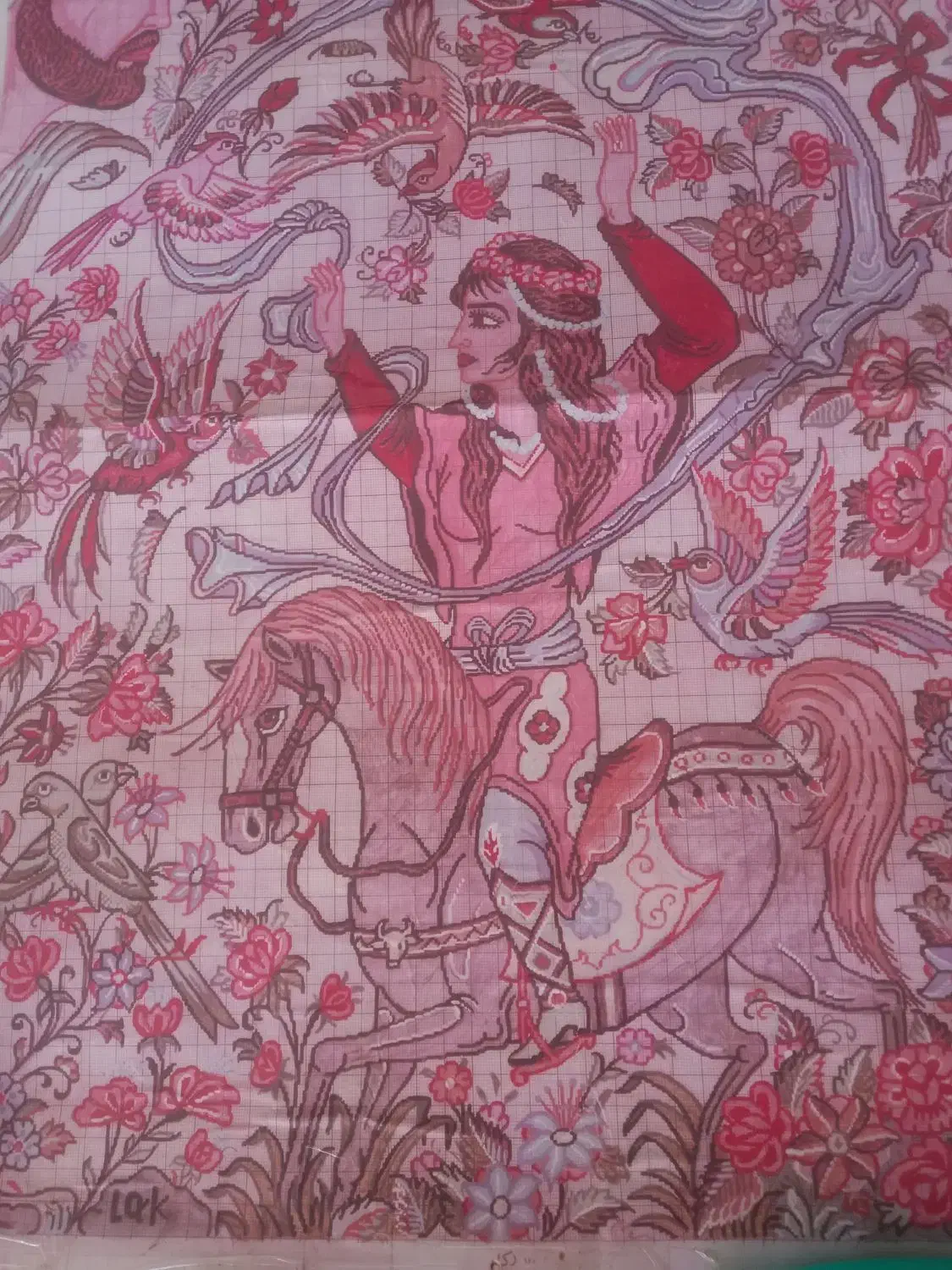 نقشی فرش شکارگا قدیمی|فرش|بیجار, |دیوار