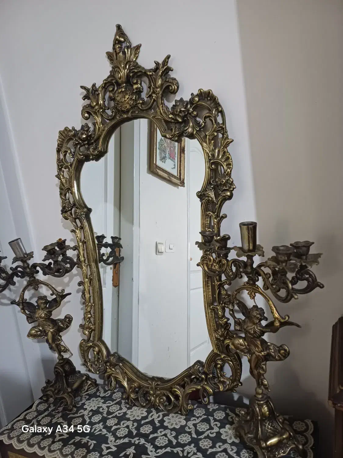 اینه و شمعدان برنز قدیمی|آینه|تهران, گلچین|دیوار