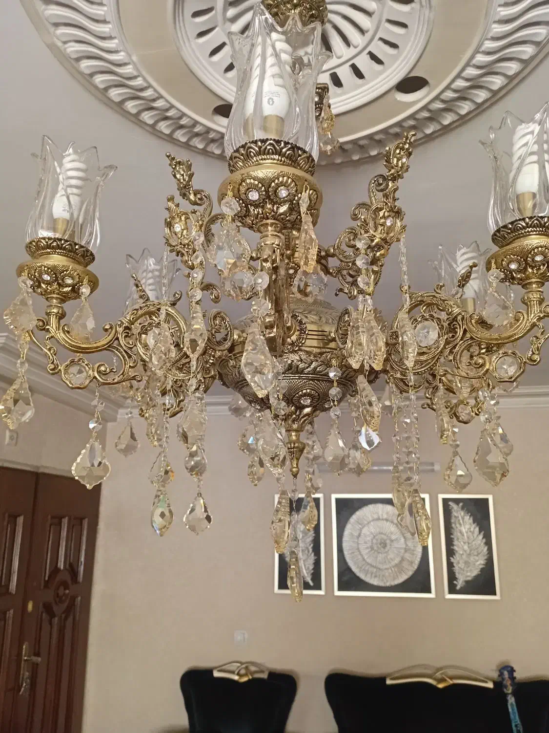 لوستر طرح برنجی|لوستر و چراغ آویز|قزوین, |دیوار