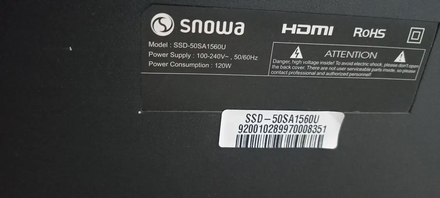 تی وی اسنوا ۵۰ اینچ نیاز ب تعمیر|تلویزیون و پروژکتور|ماهدشت, |دیوار