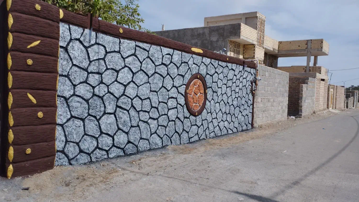 نمای سیمانی طرح چوب و سنگ|خدمات پیشه و مهارت|ایرانشهر, |دیوار