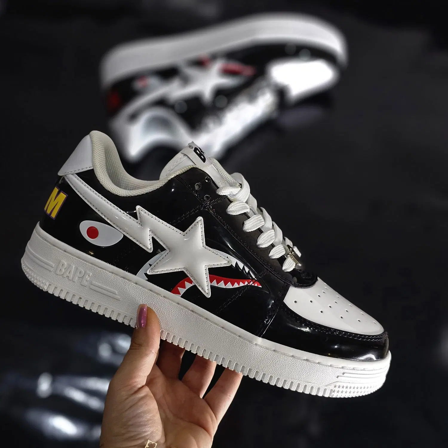کتونی بیپ BAPE مشکی سفید ویتنام استایل خاص لاکچری|کیف، کفش، کمربند|تهران, پرستار|دیوار